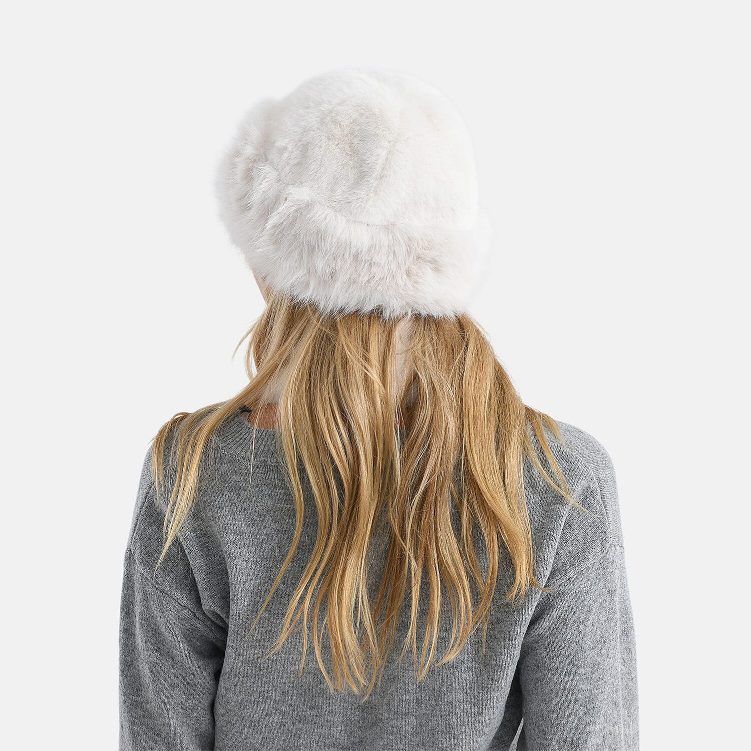 Faux Fur Scarf - Hat Two-Piece Set (One Size) - White 8247464 4