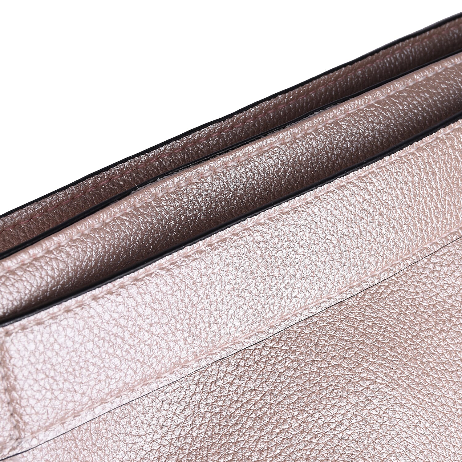 Faux Leather Metallic  Fold Over Clutch Bag - Rose Gold 7177039 4