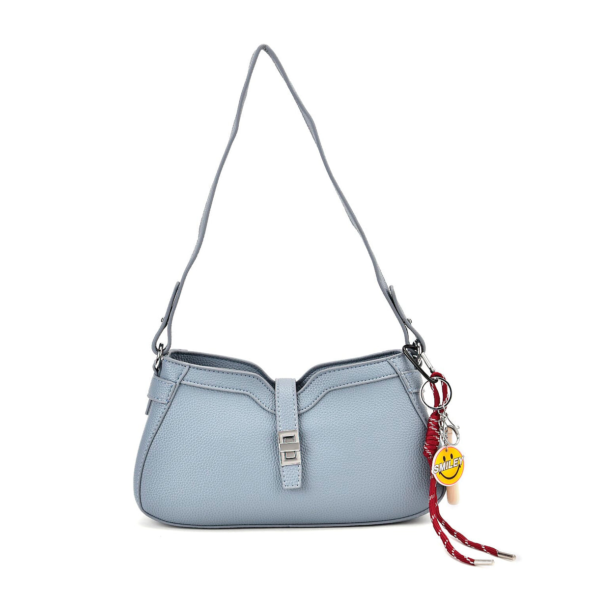 Designer Closeout - Super Soft Shoulder Bag with Charm Detail &amp; Adjustable Strap - Light Stone Blue 8043428 0