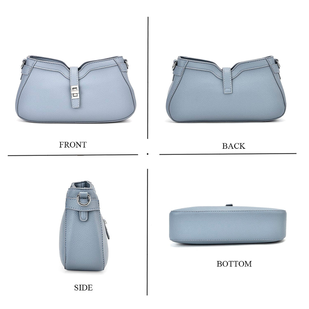 Designer Closeout - Super Soft Shoulder Bag with Charm Detail & Adjustable Strap - Light Stone Blue