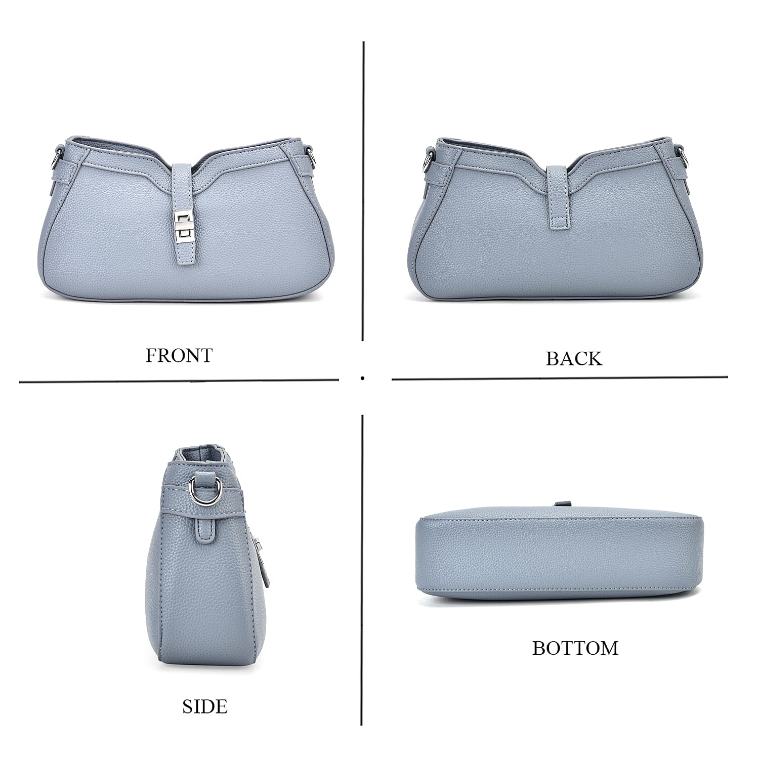 Designer Closeout - Super Soft Shoulder Bag with Charm Detail &amp; Adjustable Strap - Light Stone Blue 8043428 4