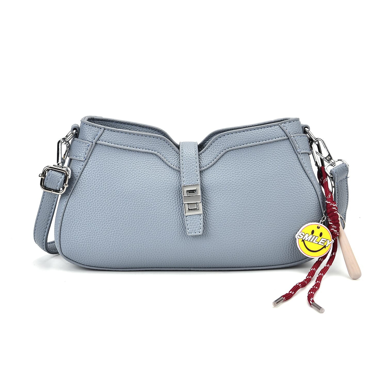 Designer Closeout - Super Soft Shoulder Bag with Charm Detail &amp; Adjustable Strap - Light Stone Blue 8043428 5