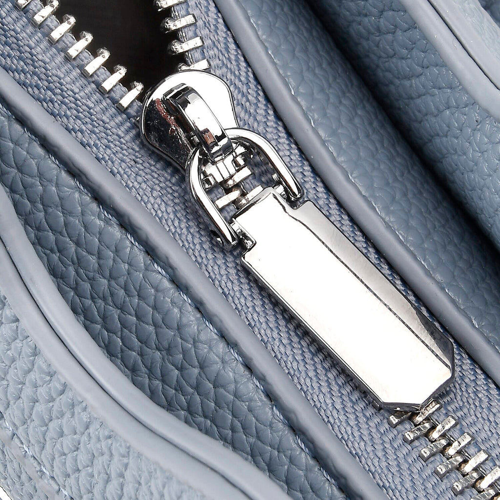 Designer Closeout - Super Soft Shoulder Bag with Charm Detail & Adjustable Strap - Light Stone Blue