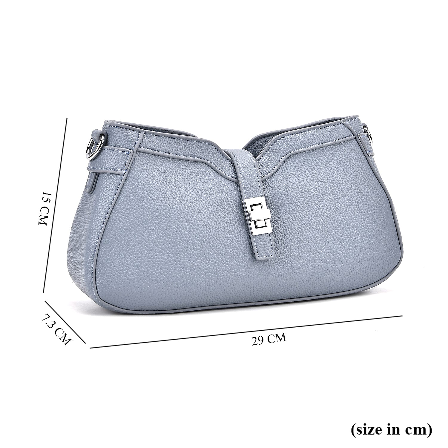 Designer Closeout - Super Soft Shoulder Bag with Charm Detail &amp; Adjustable Strap - Light Stone Blue 8043428 8