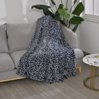 Faux Rabbit Fur Leopard Blanket (Size 200x150 cm) - Grey