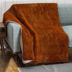 Faux Rabbit Fur Patterned Blanket (Size 150 x 200 cm) - Brown - White