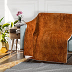 Faux Rabbit Fur Patterned Blanket (Size 150 x 200 cm) - Brown - White