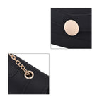 Matte Clutch Bag with Metal Chain and Shoulder Strap (Size 22x12x7 Cm) - Black