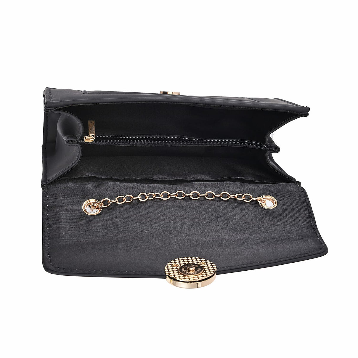 Faux leather Matte Clutch Bag with Metal Chain and Shoulder Strap - Black 8881176 4