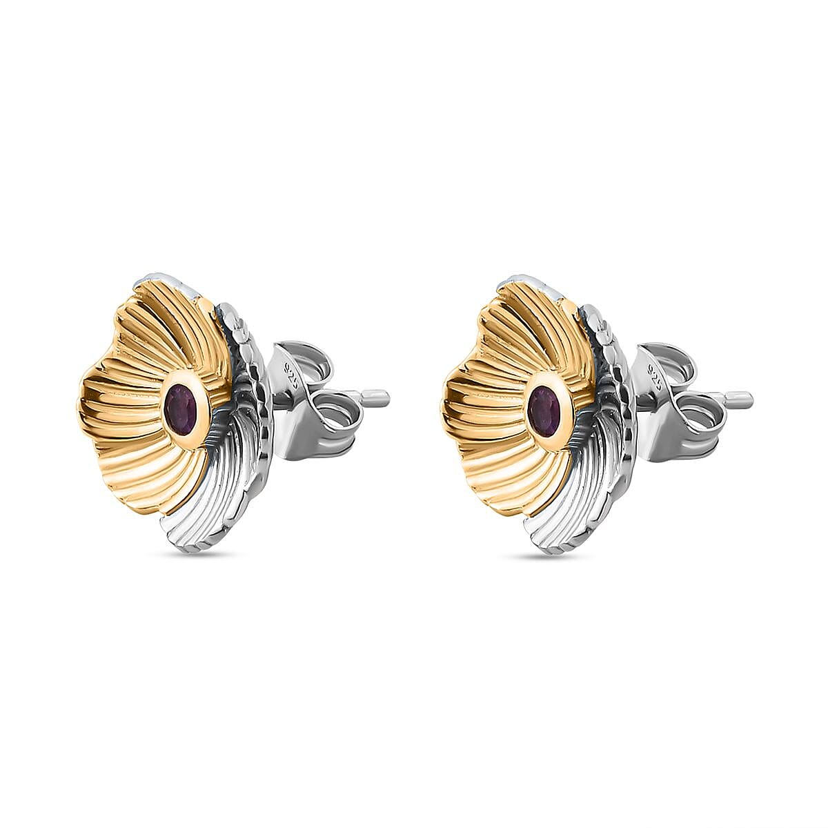 February Birthflower Violet with Amethyst Earrings in Two Tone Sterling Silver 7541009 4