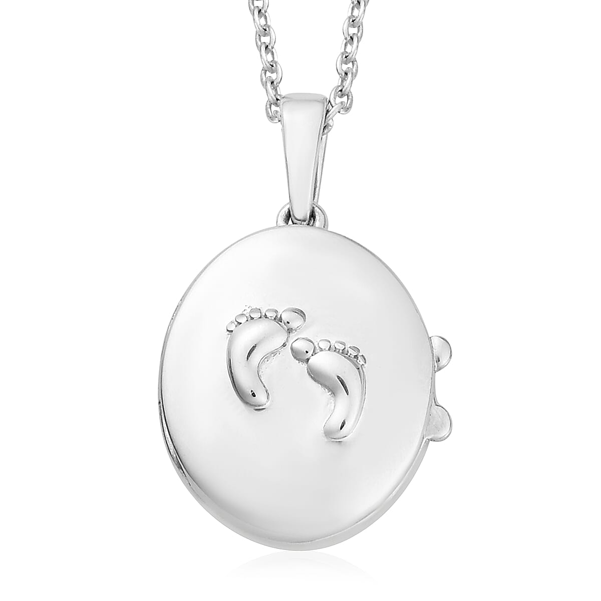 Feet Engraving Platinum Plated Sterling Silver Pendant 3623199 0