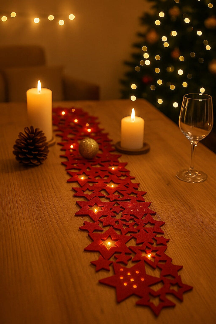 Felt Star Decorative Runner (Length-120 Cm) - Red 7552754 2