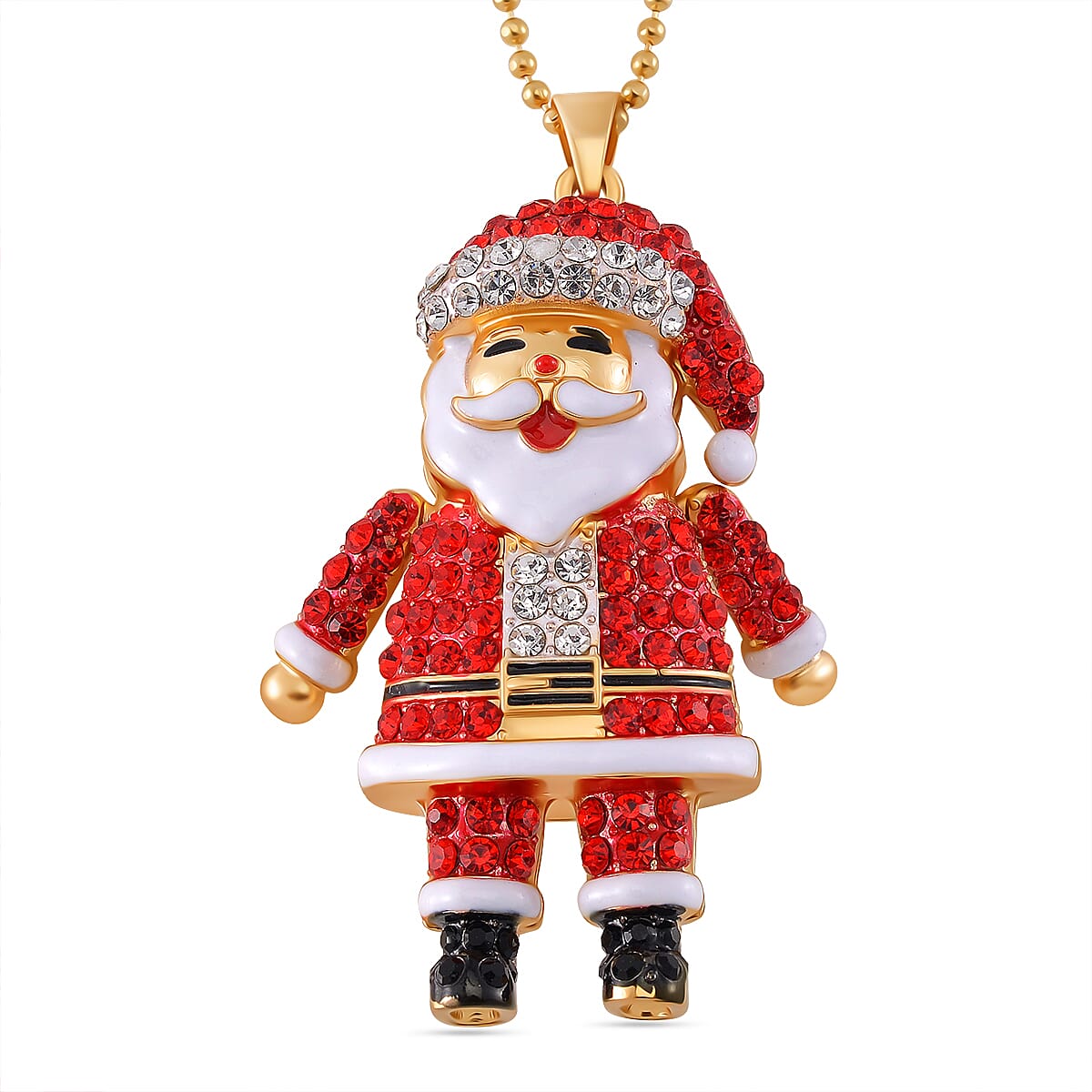 Multi Colour Crystal Enamelled Festive Santa Claus Necklace (Size - 24-2 Ext) 7987751 0