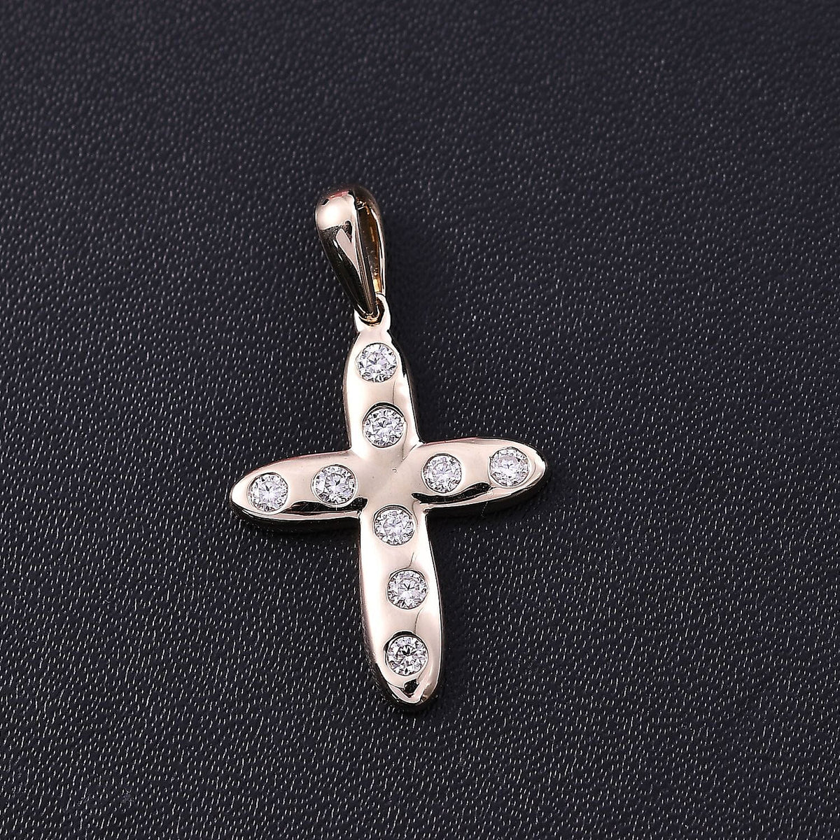 9K Yellow Gold Moissanite Cross Pendant 7987752 3