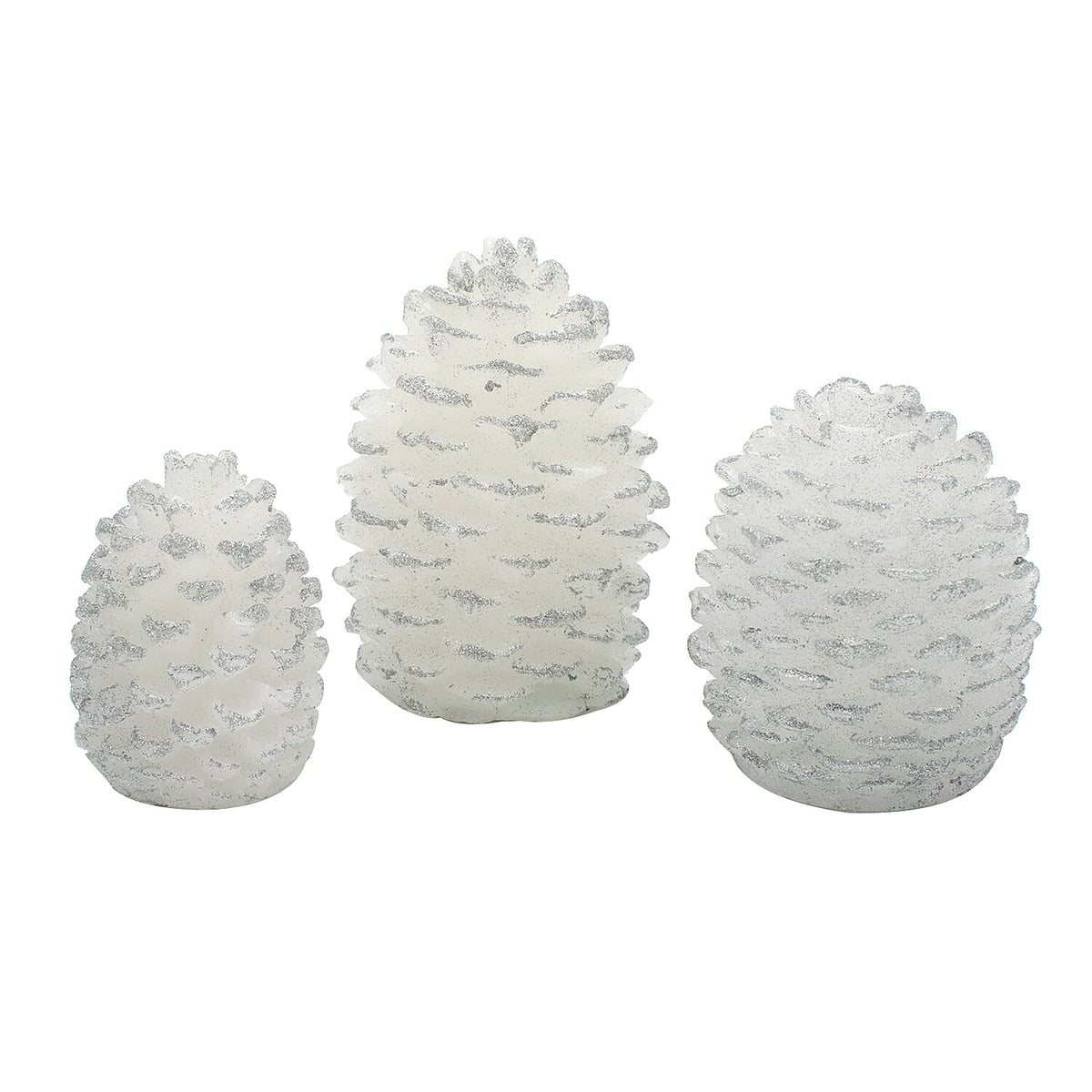 Festive Season Special- Hand Made with Wax 3 Pcs Glitter Pinecone LED Candle Set (2X AAA Battery, Not Included) 8727448 0