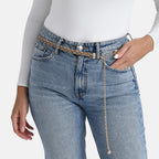Fiber Belt with Rhinestones (120 cm) - Gold