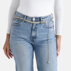 Fiber Belt with Rhinestones