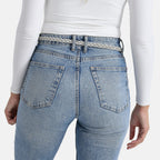 Fiber Belt with Rhinestones (120 cm) - White