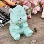 Cute Decorative Cat Figurine Money Bank - Blue