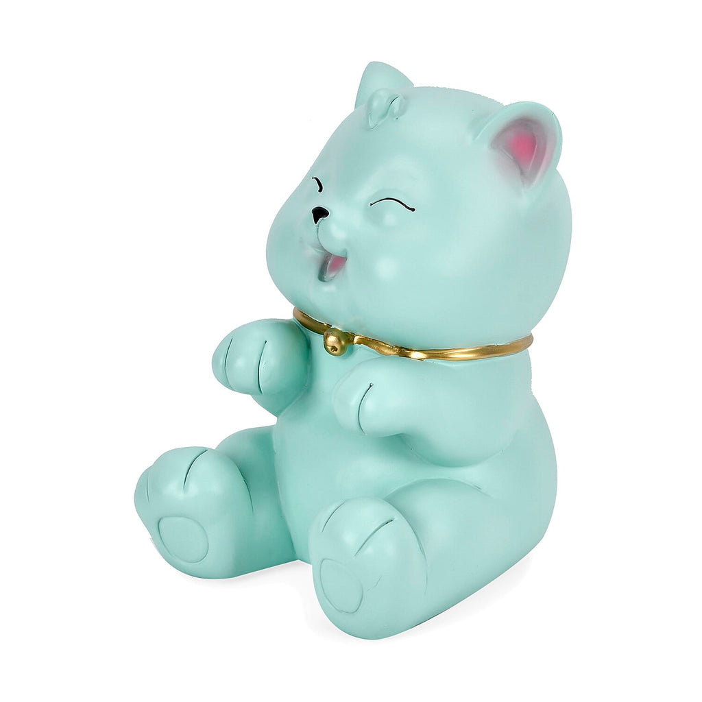 Cute Decorative Cat Figurine Money Bank - Blue