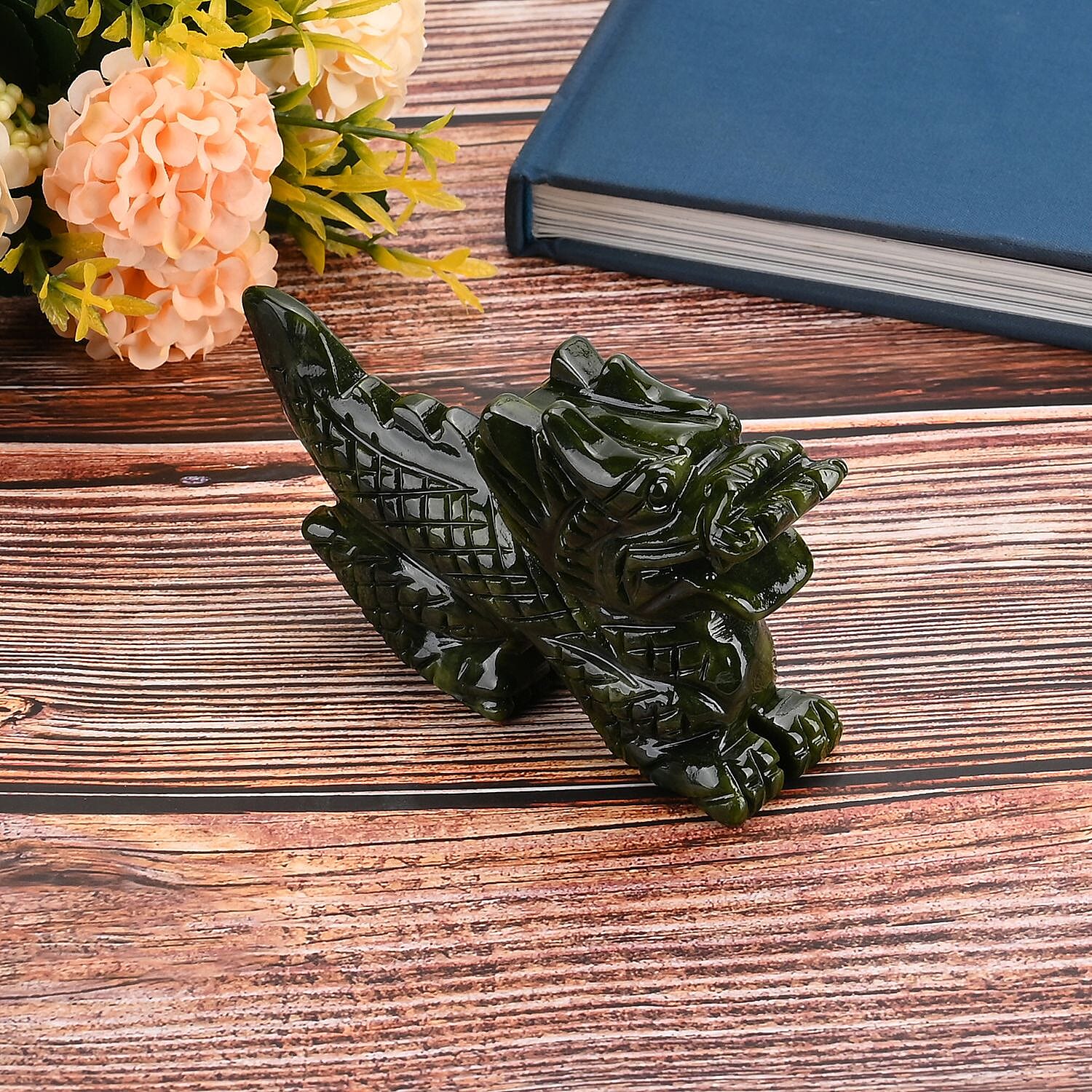 Limited Edition Handcrafted Serpentine Dragon Figurine Symbolizes Power, Strength, and Protection - Green V32515196 2