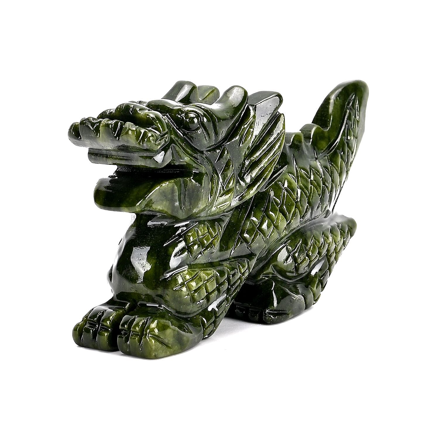 Limited Edition Handcrafted Serpentine Dragon Figurine Symbolizes Power, Strength, and Protection - Green V32515196 3