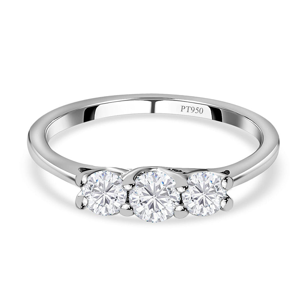 One Time Deal - 950 Platinum SGL Certified (I1-I2-GH) Diamond Trilogy Ring 0.50 Ct, Platinum Wt. 3.78 Gms.