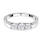 One Time Deal - 950 Platinum SGL Certified (I1-I2-GH) Diamond Trilogy Ring 0.50 Ct, Platinum Wt. 3.78 Gms.