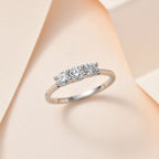 One Time Deal - 950 Platinum SGL Certified (I1-I2-GH) Diamond Trilogy Ring 0.50 Ct, Platinum Wt. 3.78 Gms.