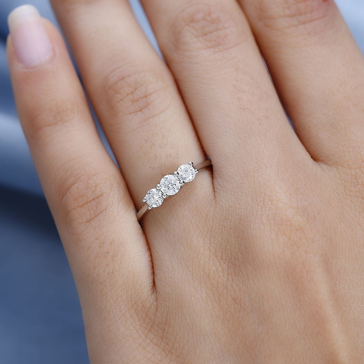 Diamond Trilogy Ring in 950 Platinum V32522026 3