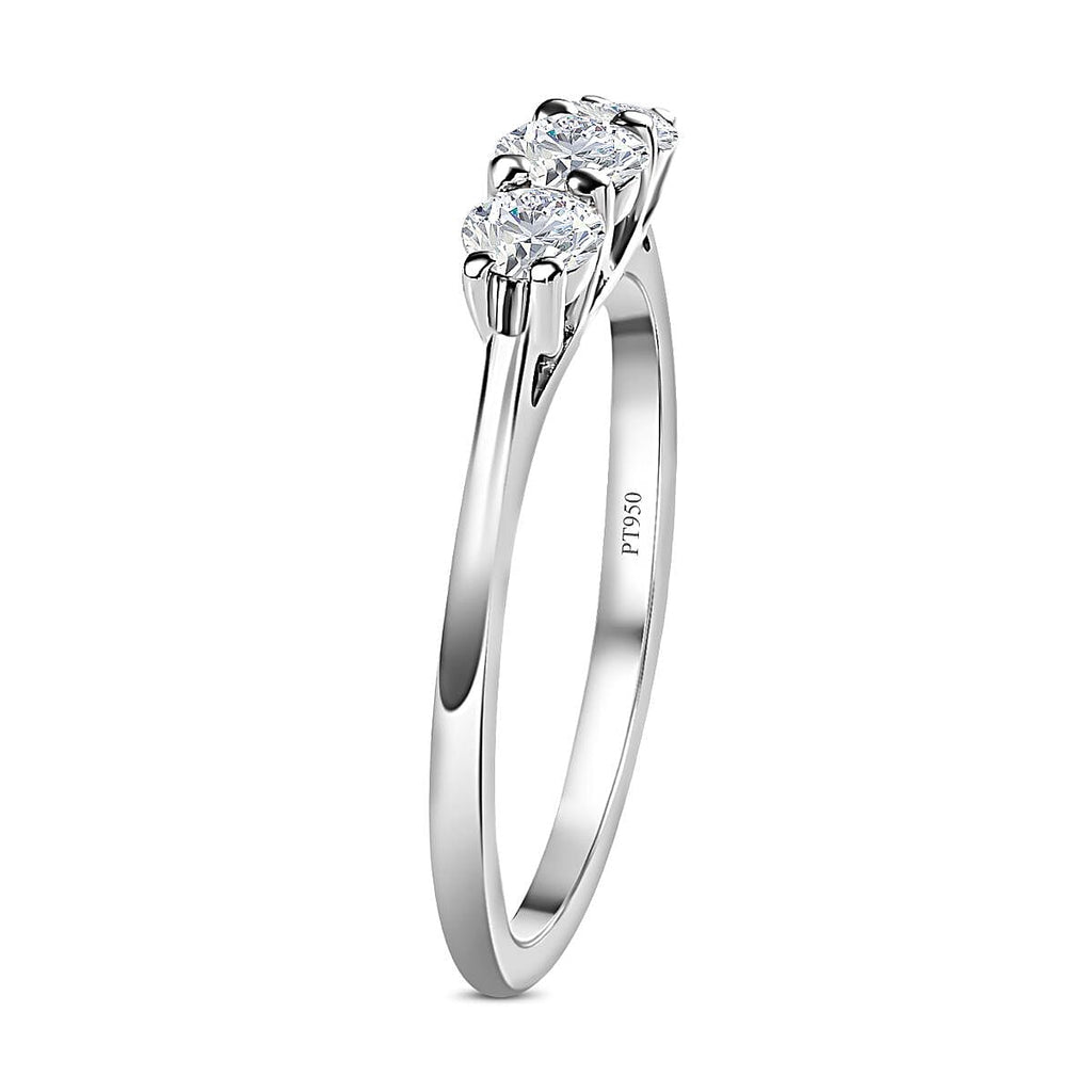 One Time Deal - 950 Platinum SGL Certified (I1-I2-GH) Diamond Trilogy Ring 0.50 Ct, Platinum Wt. 3.78 Gms.