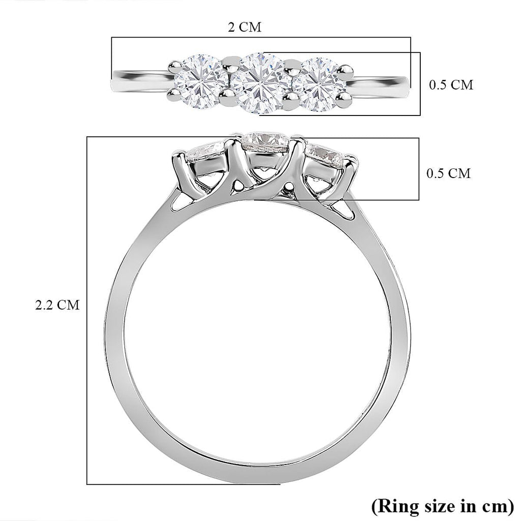 One Time Deal - 950 Platinum SGL Certified (I1-I2-GH) Diamond Trilogy Ring 0.50 Ct, Platinum Wt. 3.78 Gms.