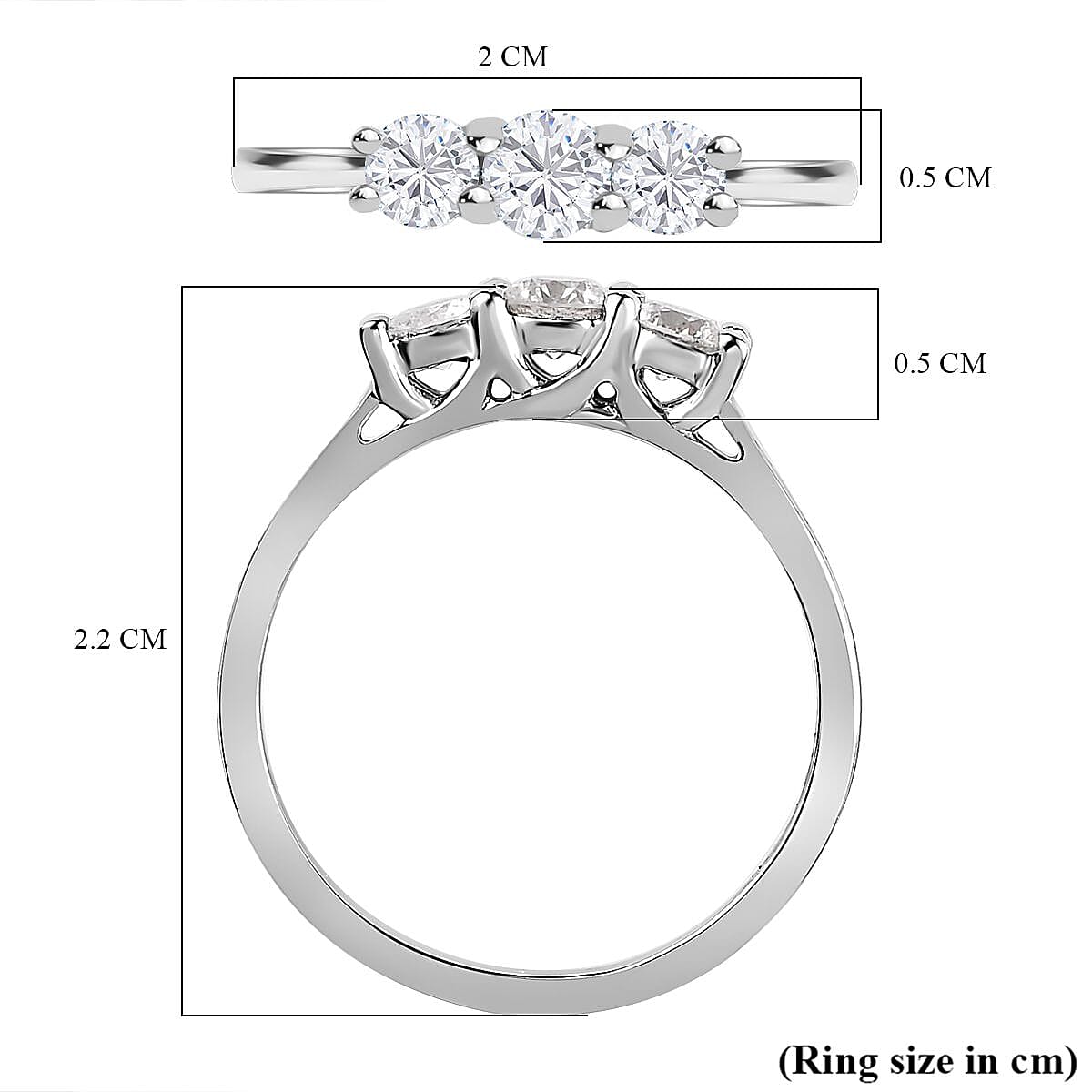 Diamond Trilogy Ring in 950 Platinum V32522026 6