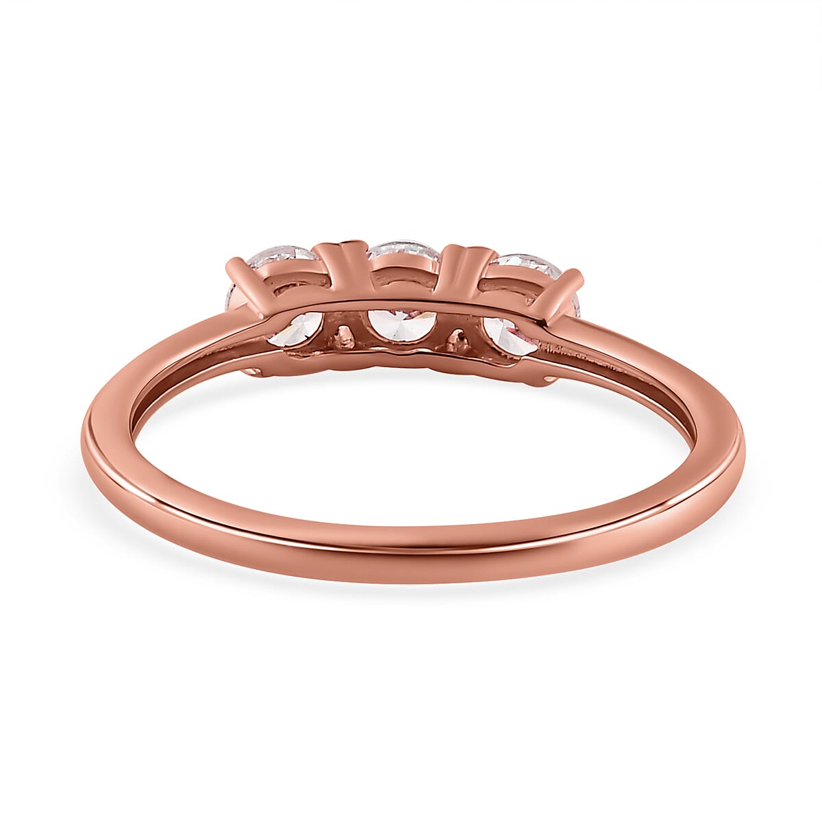 Finest CZ 3 Stone Ring in 18K Rose Gold Vermeil Plated Sterling Silver 7665274 4