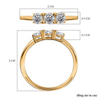 Finest CZ 3 Stone Ring in 18K Vermeil Yellow Gold Plated Sterling Silver