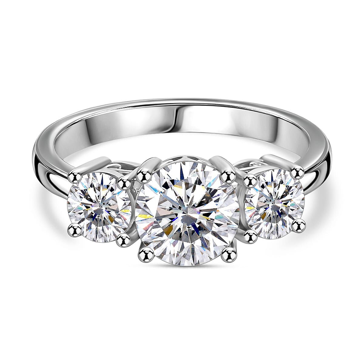 J Francis - SWAROVSKI ZIRCONIA 3-Stone Ring in Rhodium Plated Sterling Silver 3.75 ct. 7876881 0