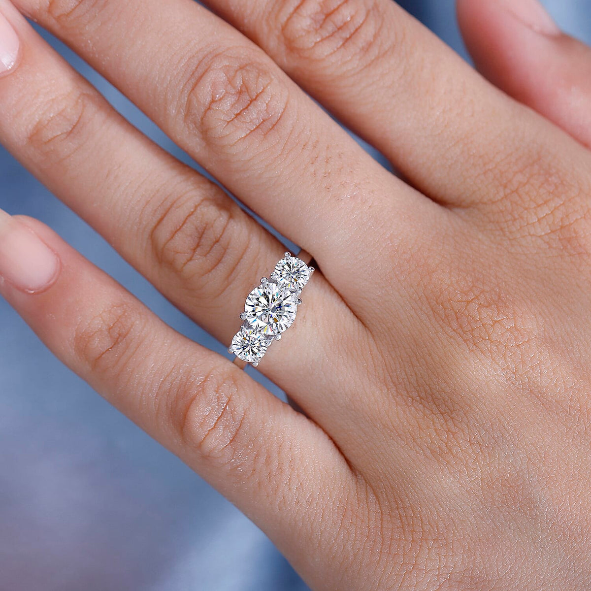 J Francis - SWAROVSKI ZIRCONIA 3-Stone Ring in Rhodium Plated Sterling Silver 3.75 ct. 7876881 2