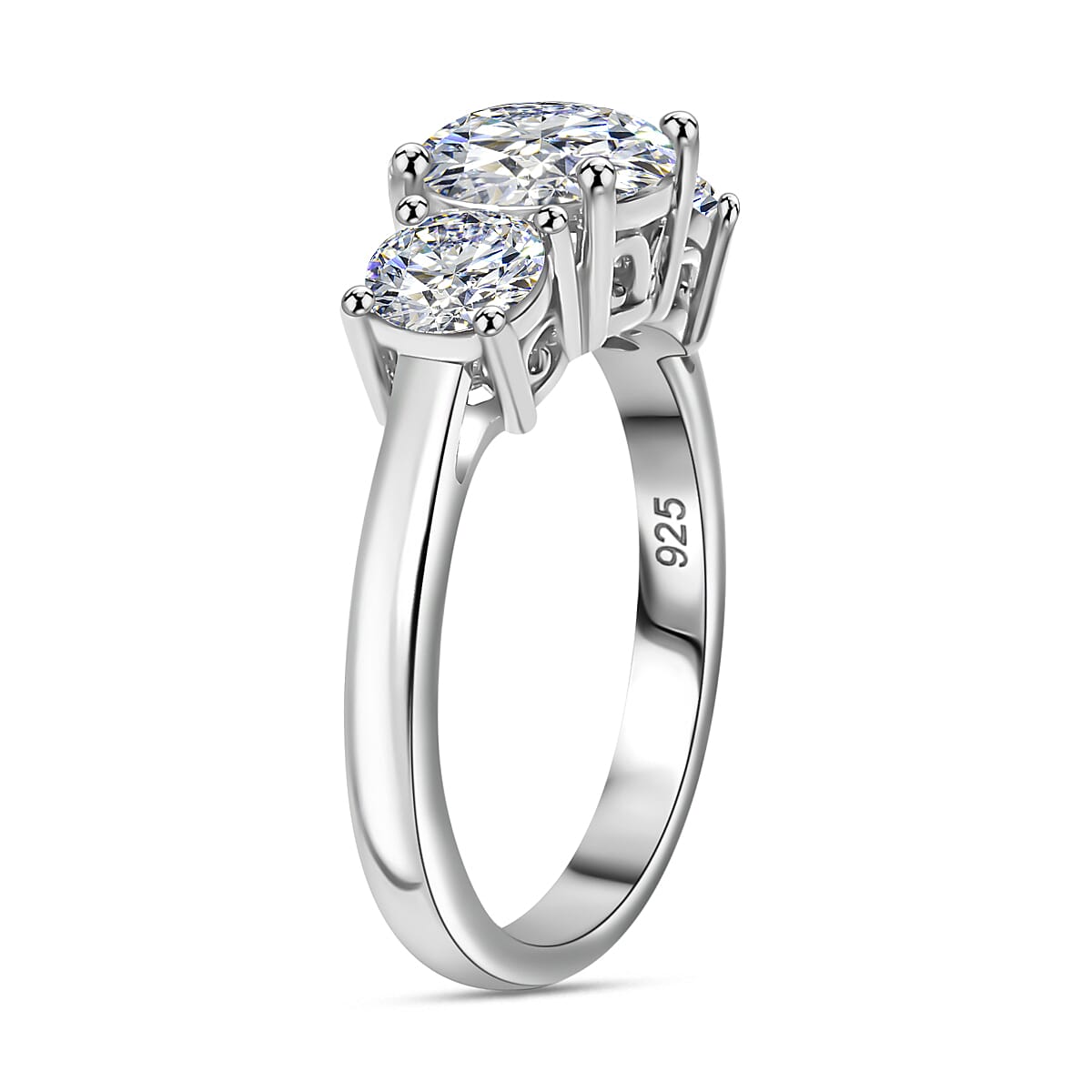 J Francis - SWAROVSKI ZIRCONIA 3-Stone Ring in Rhodium Plated Sterling Silver 3.75 ct. 7876881 3