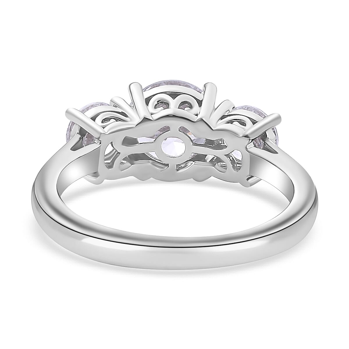 J Francis - SWAROVSKI ZIRCONIA 3-Stone Ring in Rhodium Plated Sterling Silver 3.75 ct. 7876881 4