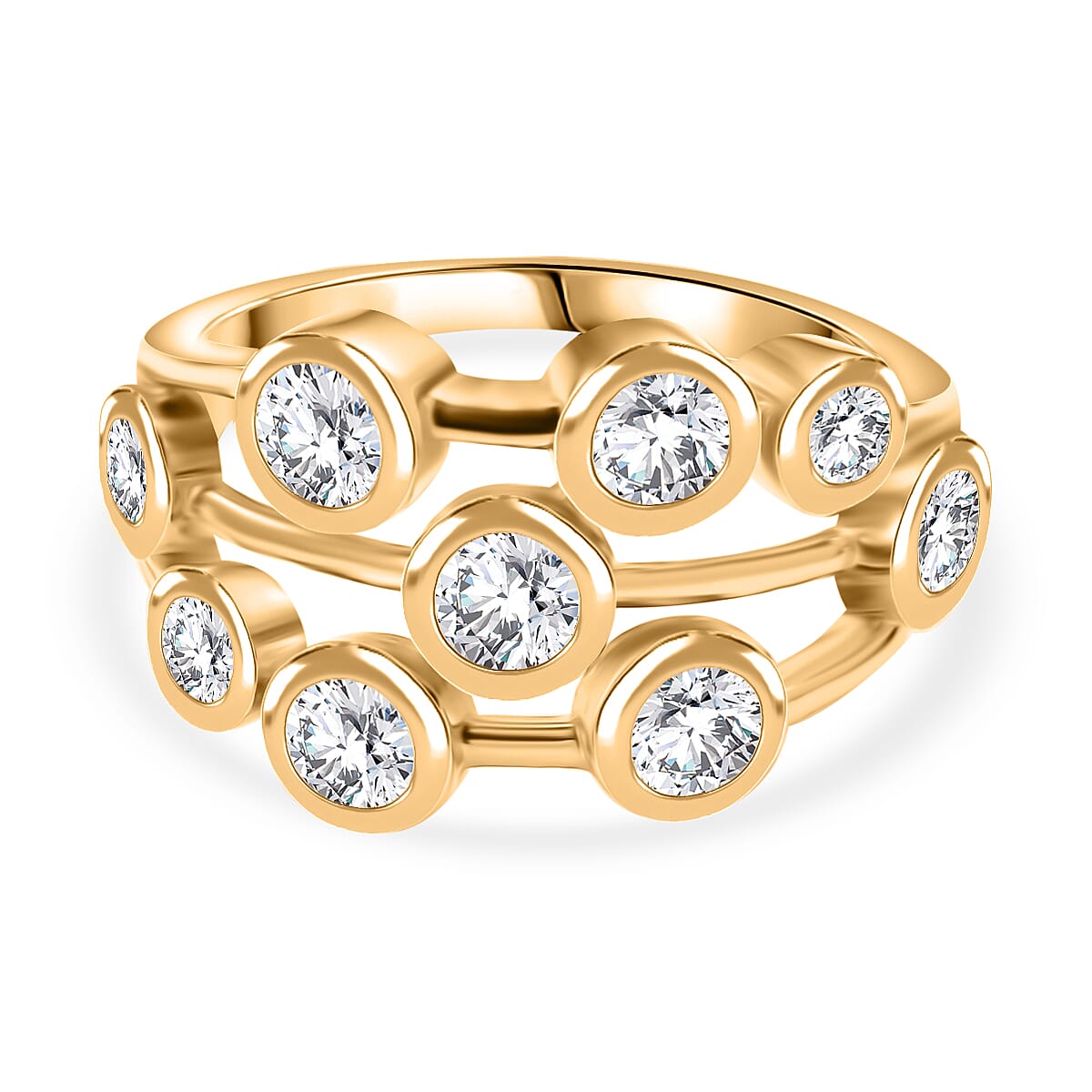 J Francis - SWAROVSKI ZIRCONIA Bubble Ring in 18K Vermeil Yellow Gold Plated Sterling Silver 3.38 ct. 7884354 0