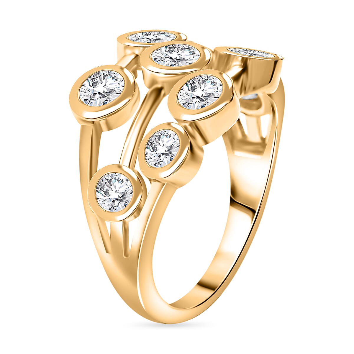 J Francis - SWAROVSKI ZIRCONIA Bubble Ring in 18K Vermeil Yellow Gold Plated Sterling Silver 3.38 ct. 7884354 4