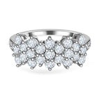 Finest CZ Cluster Ring in Platinum Overlay Sterling Silver 2.30 Ct