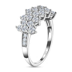 Finest CZ Cluster Ring in Platinum Overlay Sterling Silver 2.30 Ct