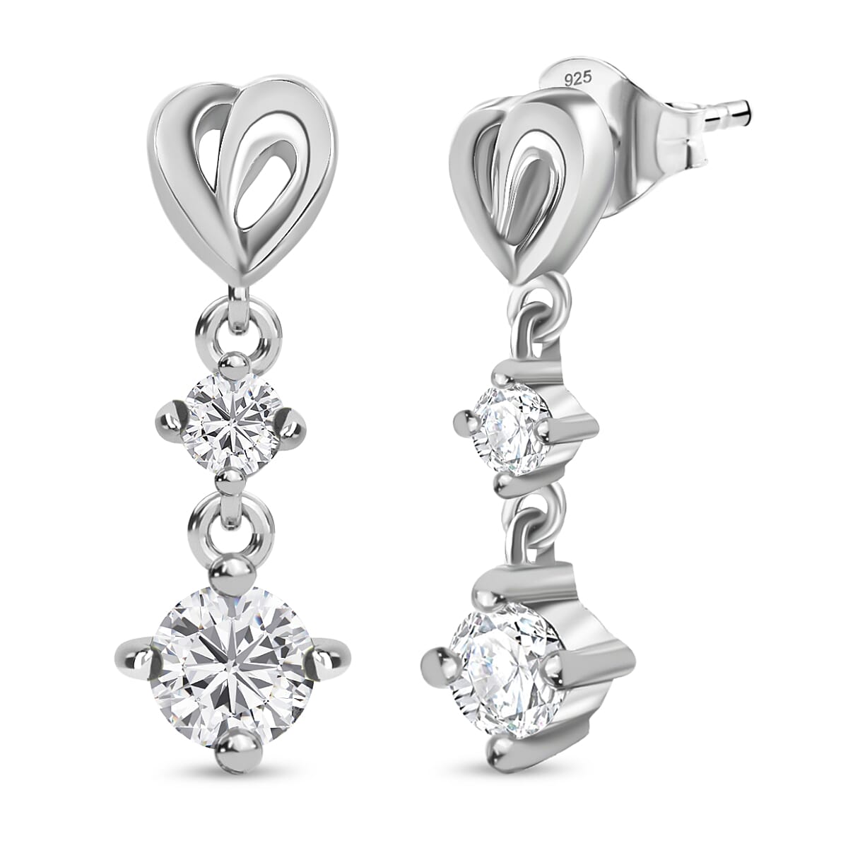J Francis - SWAROVSKI ZIRCONIA Dangle Earrings in Rhodium Plated Sterling Silver 1.86 ct. 7887933 0