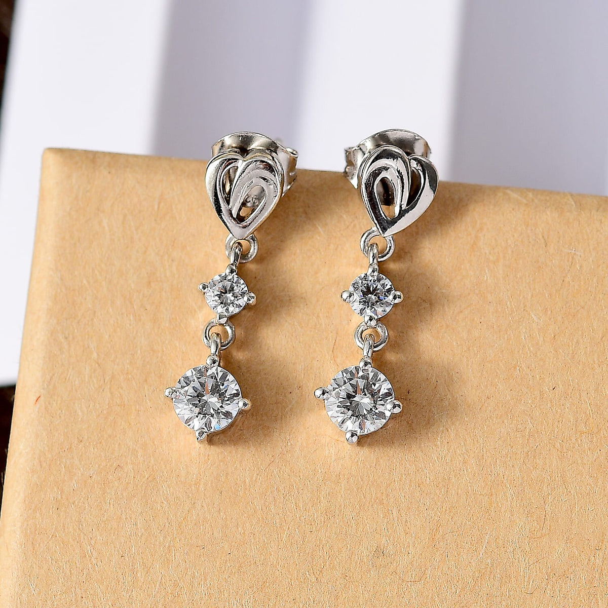 J Francis - SWAROVSKI ZIRCONIA Dangle Earrings in Rhodium Plated Sterling Silver 1.86 ct. 7887933 2