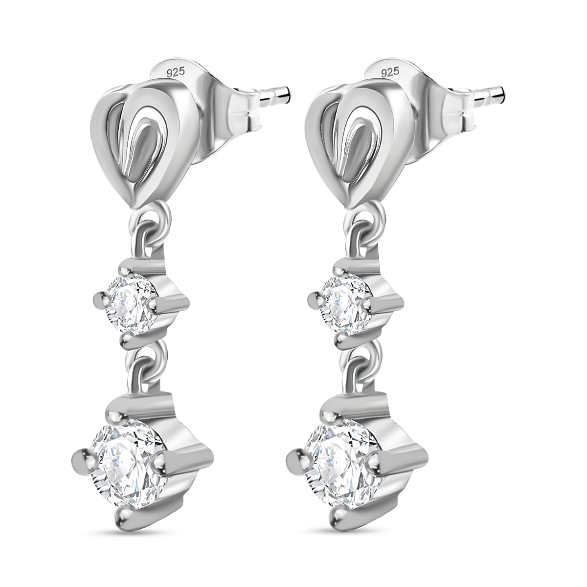 J Francis - SWAROVSKI ZIRCONIA Dangle Earrings in Rhodium Plated Sterling Silver 1.86 ct. 7887933 4