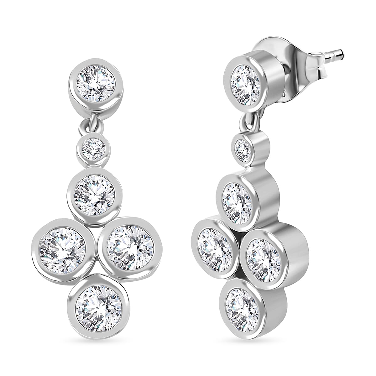 J Francis - SWAROVSKI ZIRCONIA Bubble Earrings in Rhodium Plated Sterling Silver 5.44 ct. 7883480 0