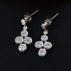 J Francis - Swarovski Zirconia Dangling Earring With Push Back in Rhodium Overlay Sterling Silver 5.44 Ct.