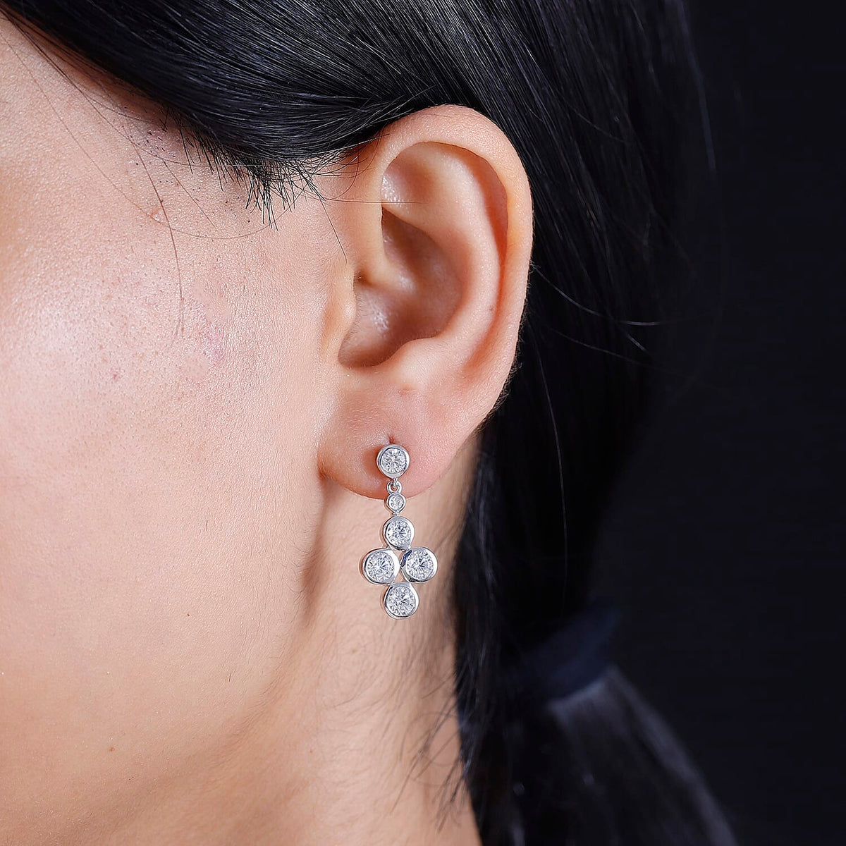 J Francis - SWAROVSKI ZIRCONIA Bubble Earrings in Rhodium Plated Sterling Silver 5.44 ct. 7883480 3