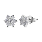 Simulated Diamond Floral Stud Earrings in Sterling Silver